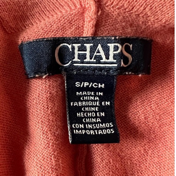 Chaps 3/4 Sleeve Dolman Sweater Salmon Pink Size Small S V-Neck Modal Cotton - Picture 8 of 11